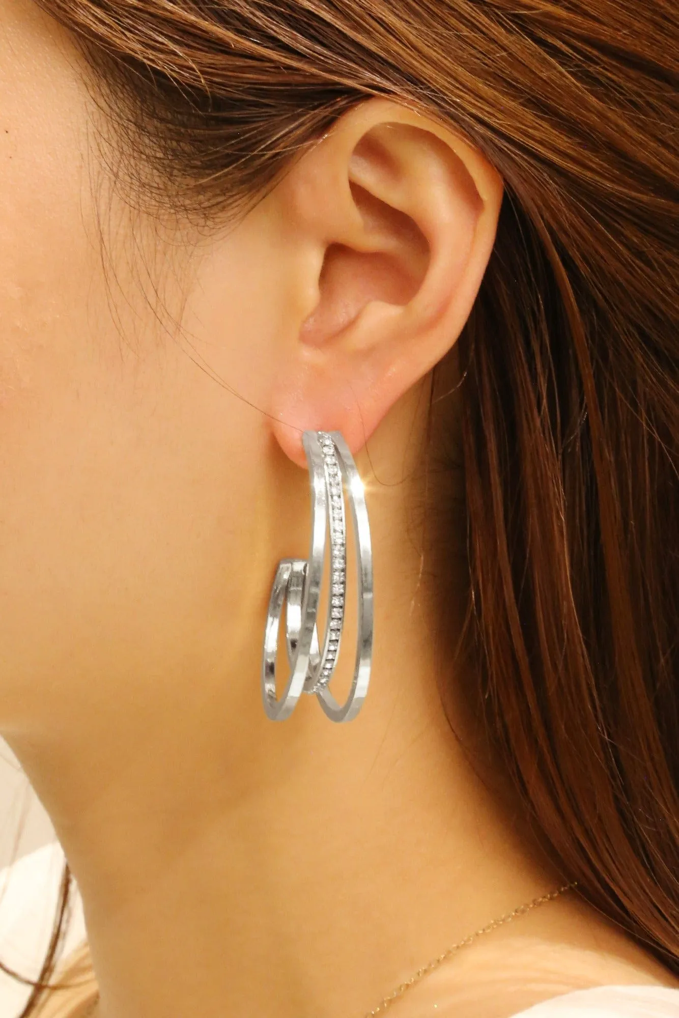 SJE310767 14K Triple Open Hoop Post Earrings