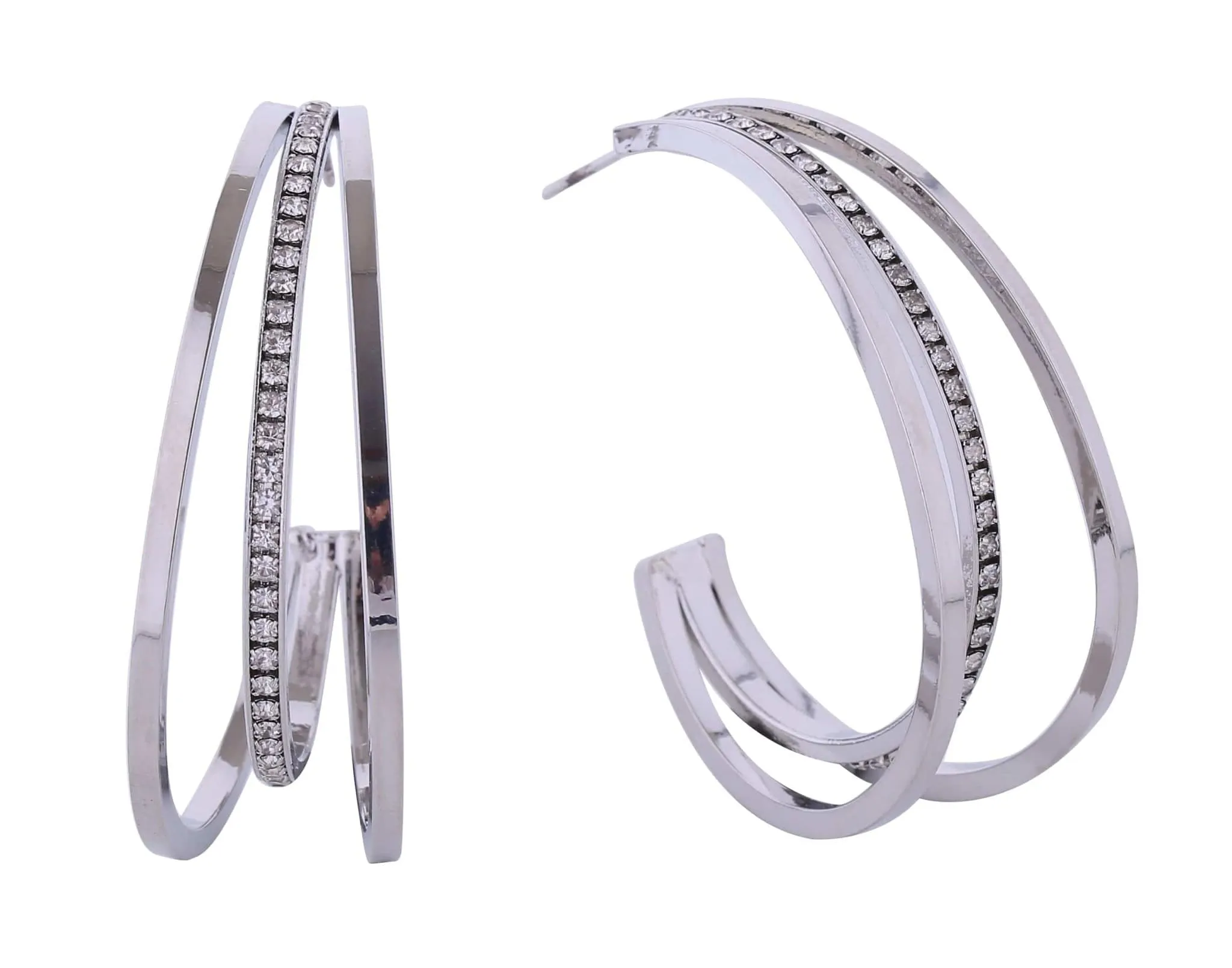 SJE310767 14K Triple Open Hoop Post Earrings