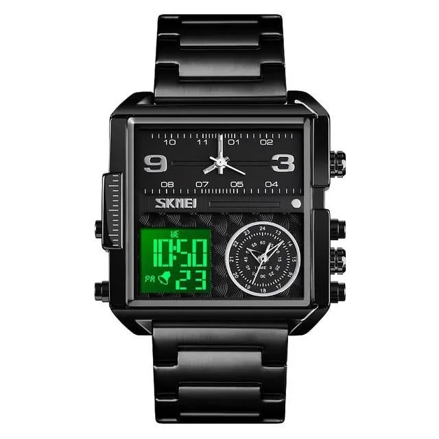 SKMEI 1584 Luxury Square Digital Watch w/ Multi Time Zone Clocks