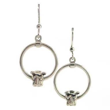 Small Nittany Lion Head Circle Dangle Earrings