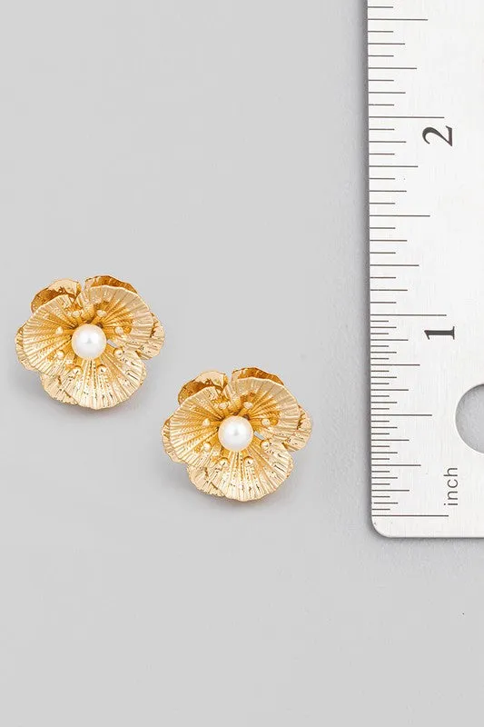 So Anthro Pearl Flower Stud Earrings