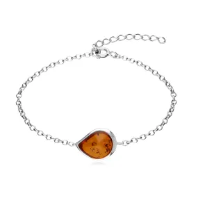 Sterling Silver Amber Teardrop Bracelet