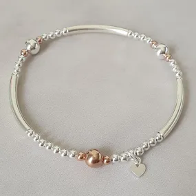 Sterling Silver & Rose Gold Stretch Noodle Bracelet