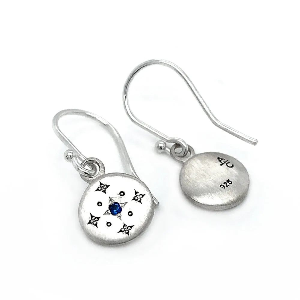 Sterling Silver and Sapphire Earrings - "New Moon"