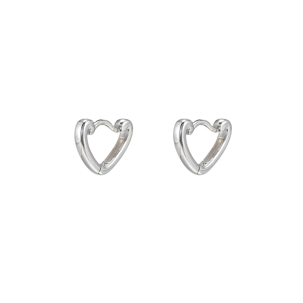 Sterling Silver Heart Huggie Earrings