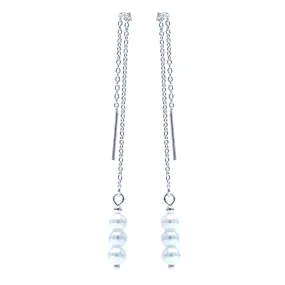 Sterling Silver Pearl Beaded Threader Earrings