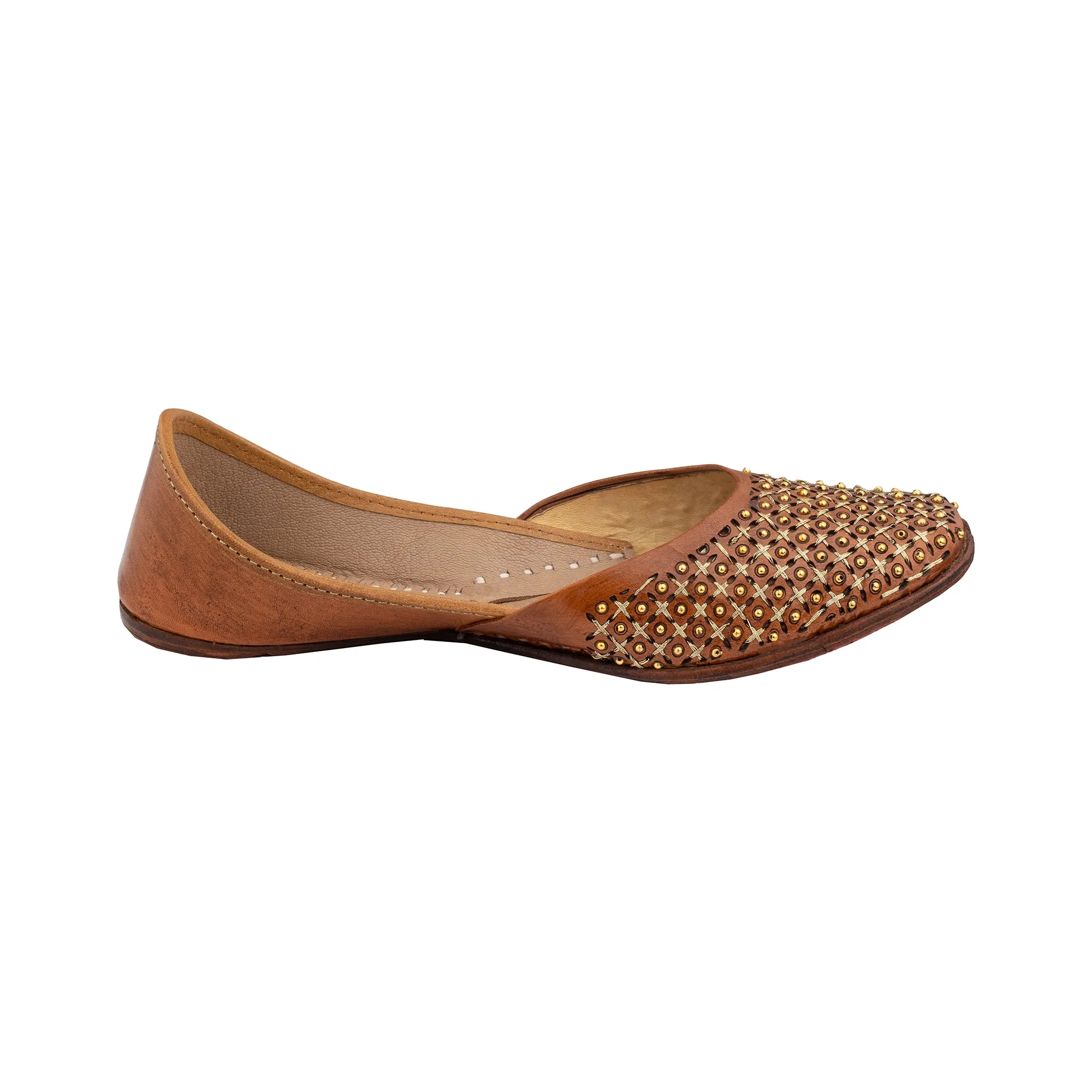 Tan Amber Women's Kolhapuri Leather Jutti