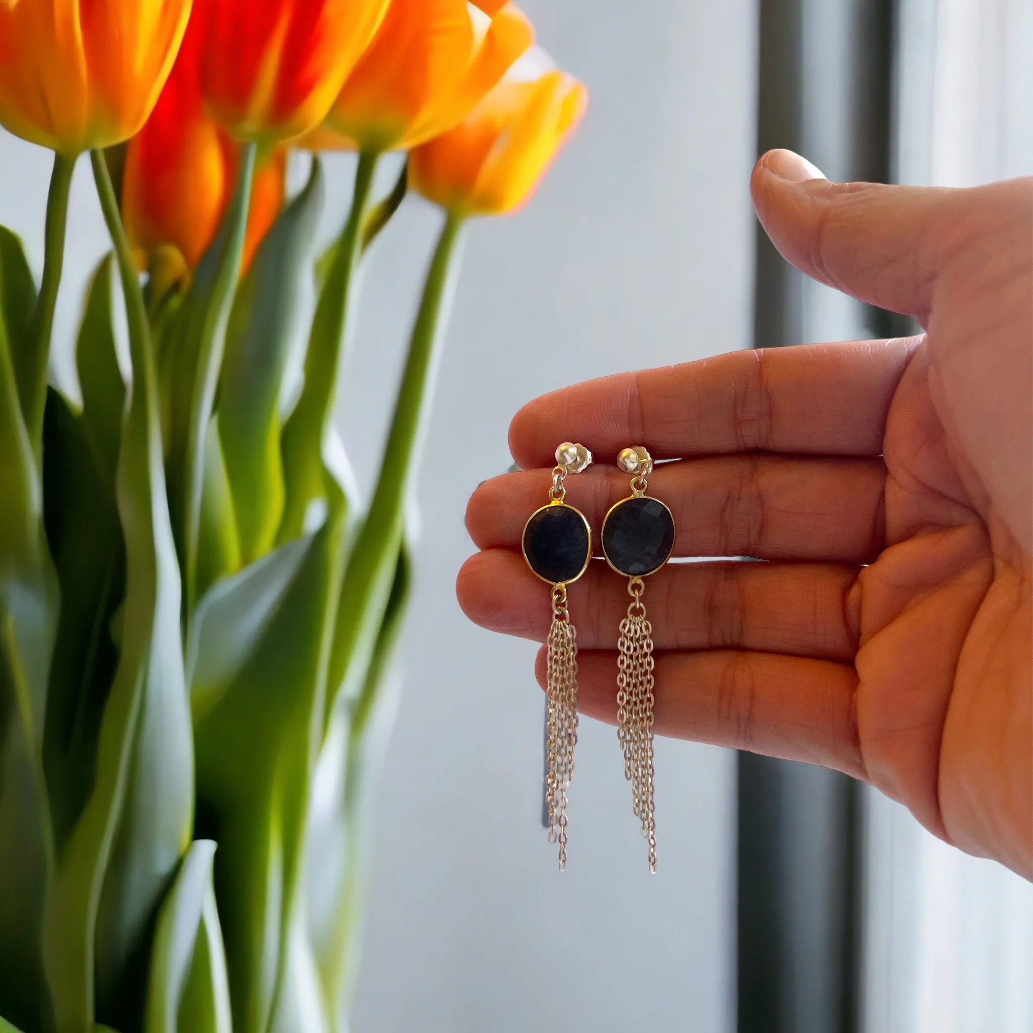 Tassel Earrings - Sapphire