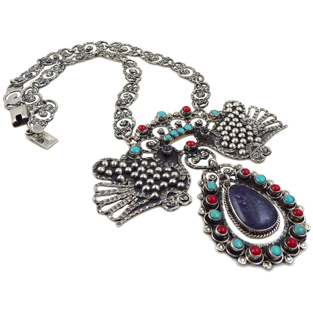 Taxco Sterling Silver Statement Lovebird Necklace