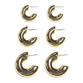 TE10546 Metallic C Shape Earring Set