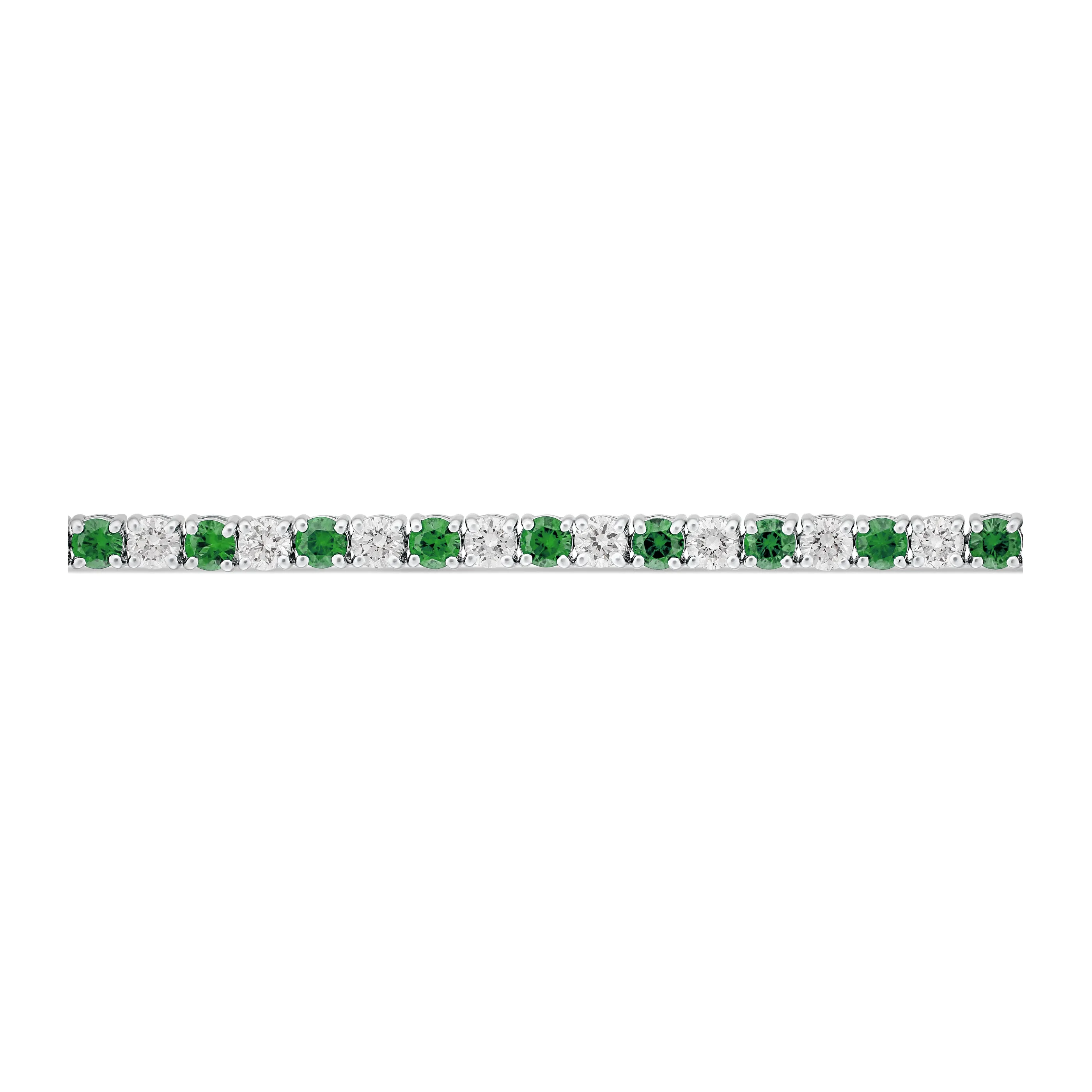 Tennis | Classic Diamond and Emerald Tennis Necklace