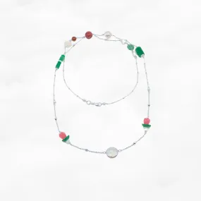 The Nine Jade and Flower Necklace and Earring Set