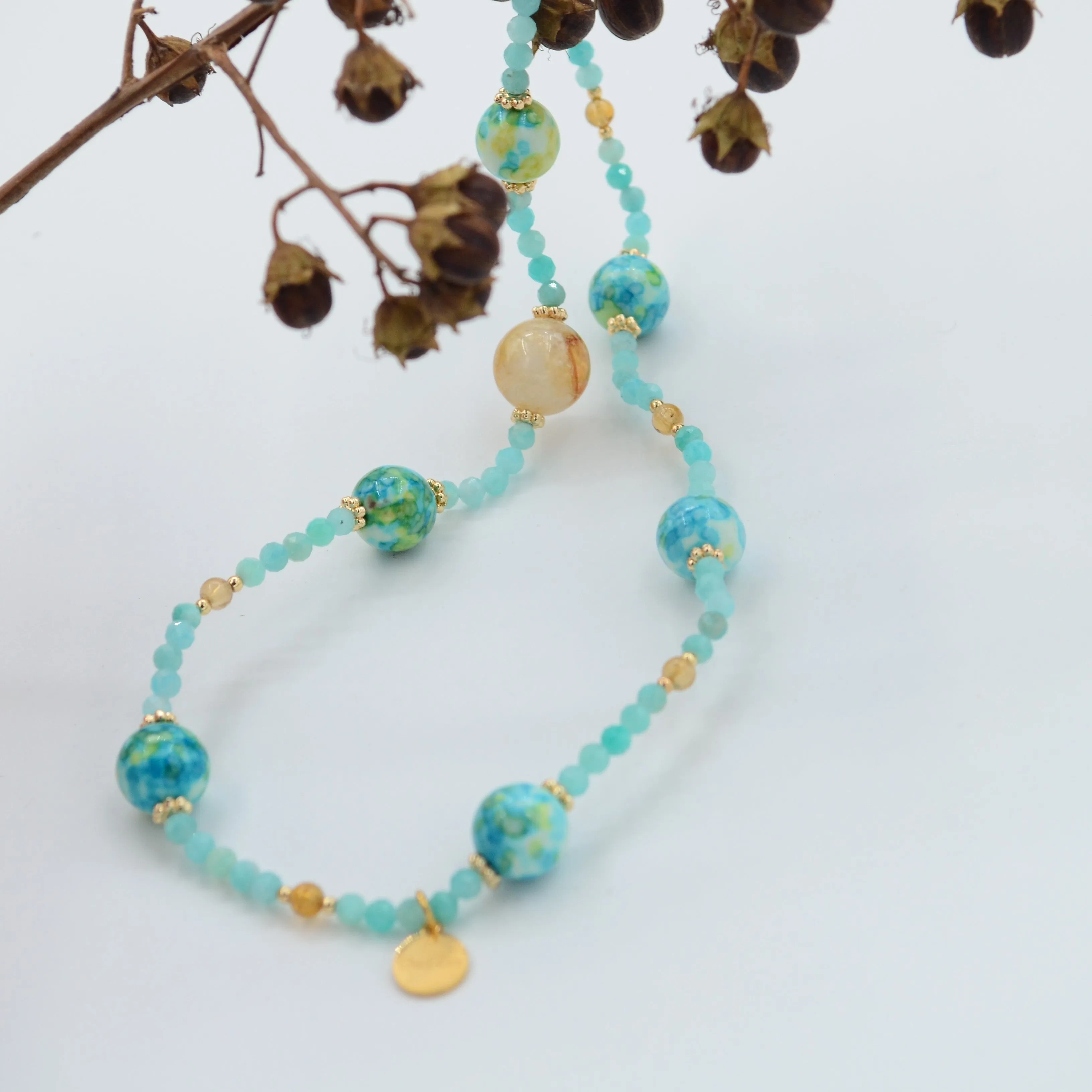 Tianhe stone glazed double ring gemstone bracelet