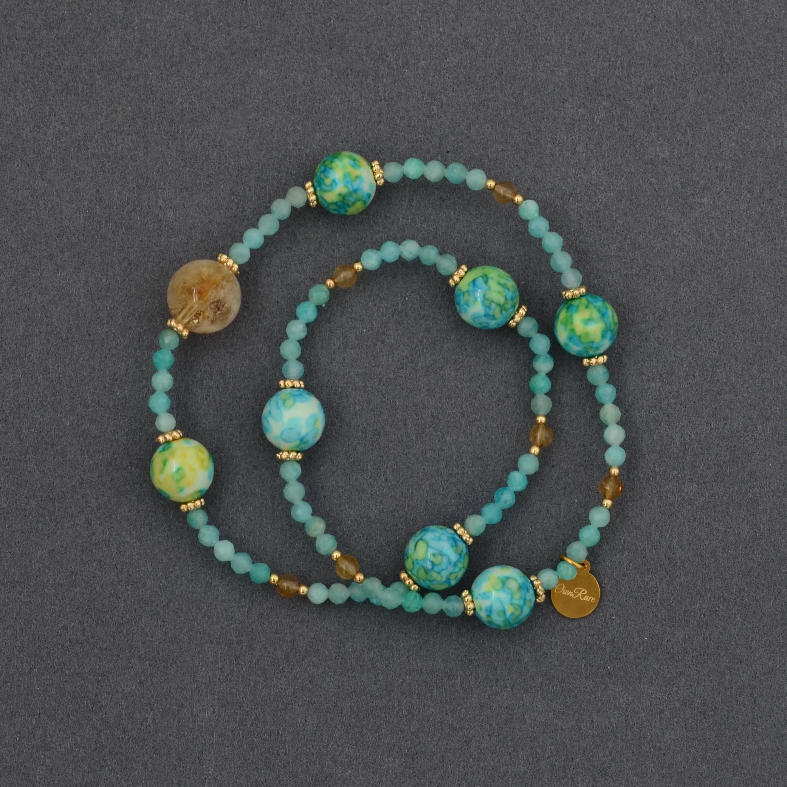 Tianhe stone glazed double ring gemstone bracelet