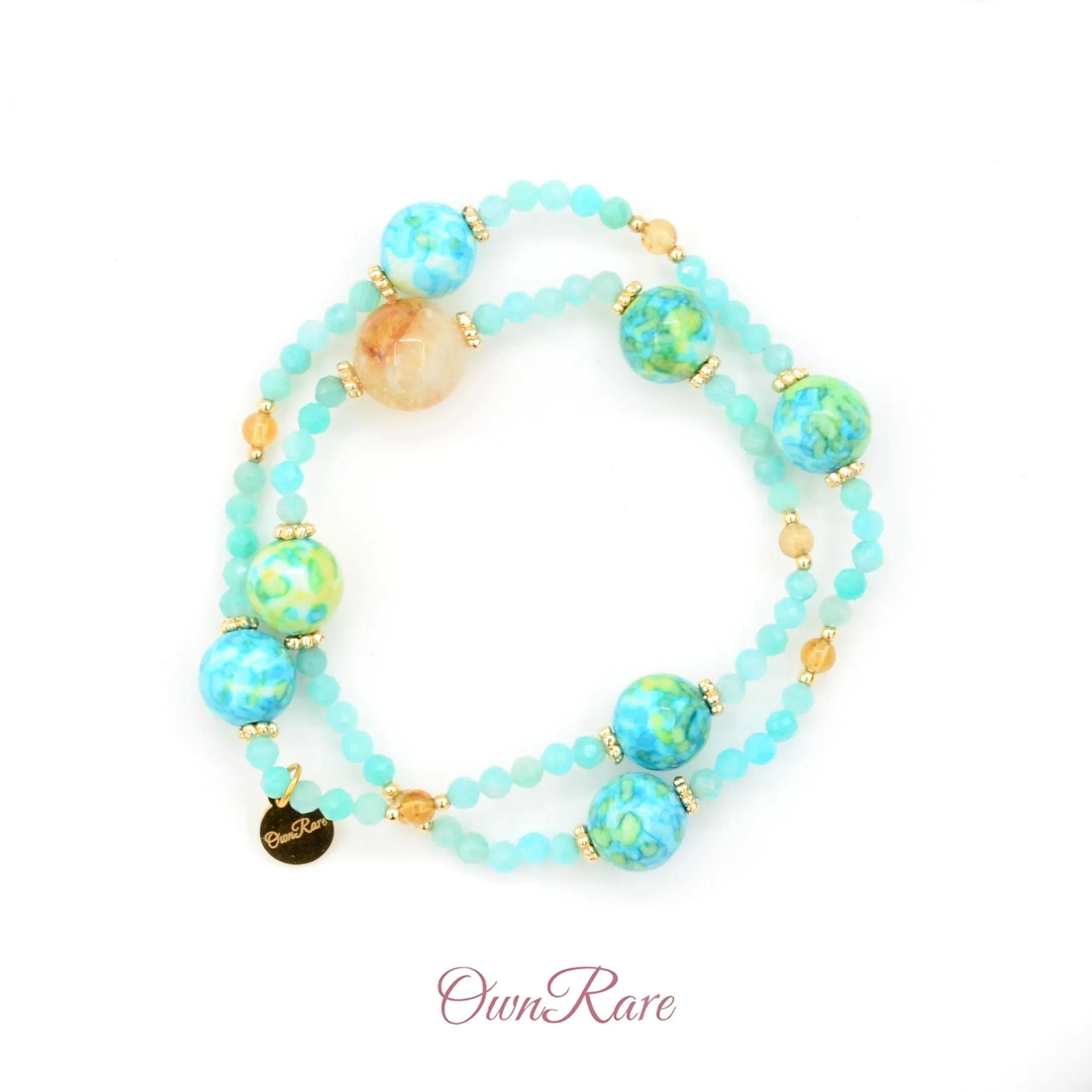 Tianhe stone glazed double ring gemstone bracelet