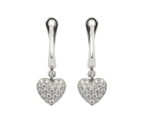 Tiffany & Co. Diamond Pave Heart Drop Earrings in Platinum