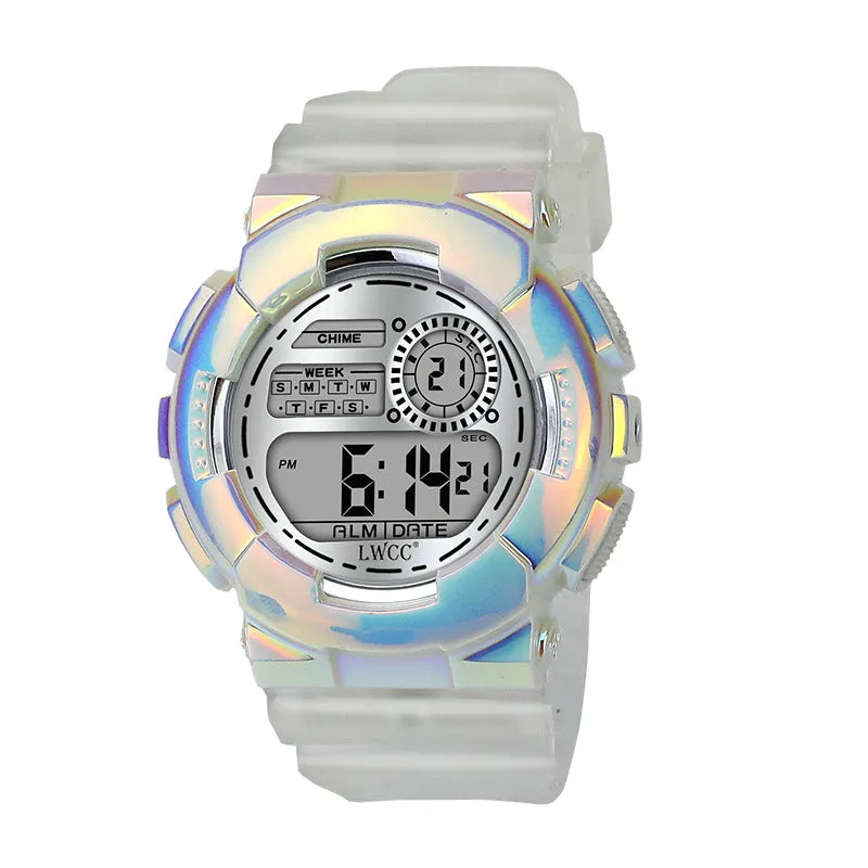 Transparent Gradient Color Boys and Girls Children's Electronic Watch Fashion Sports Multi-Function Watch