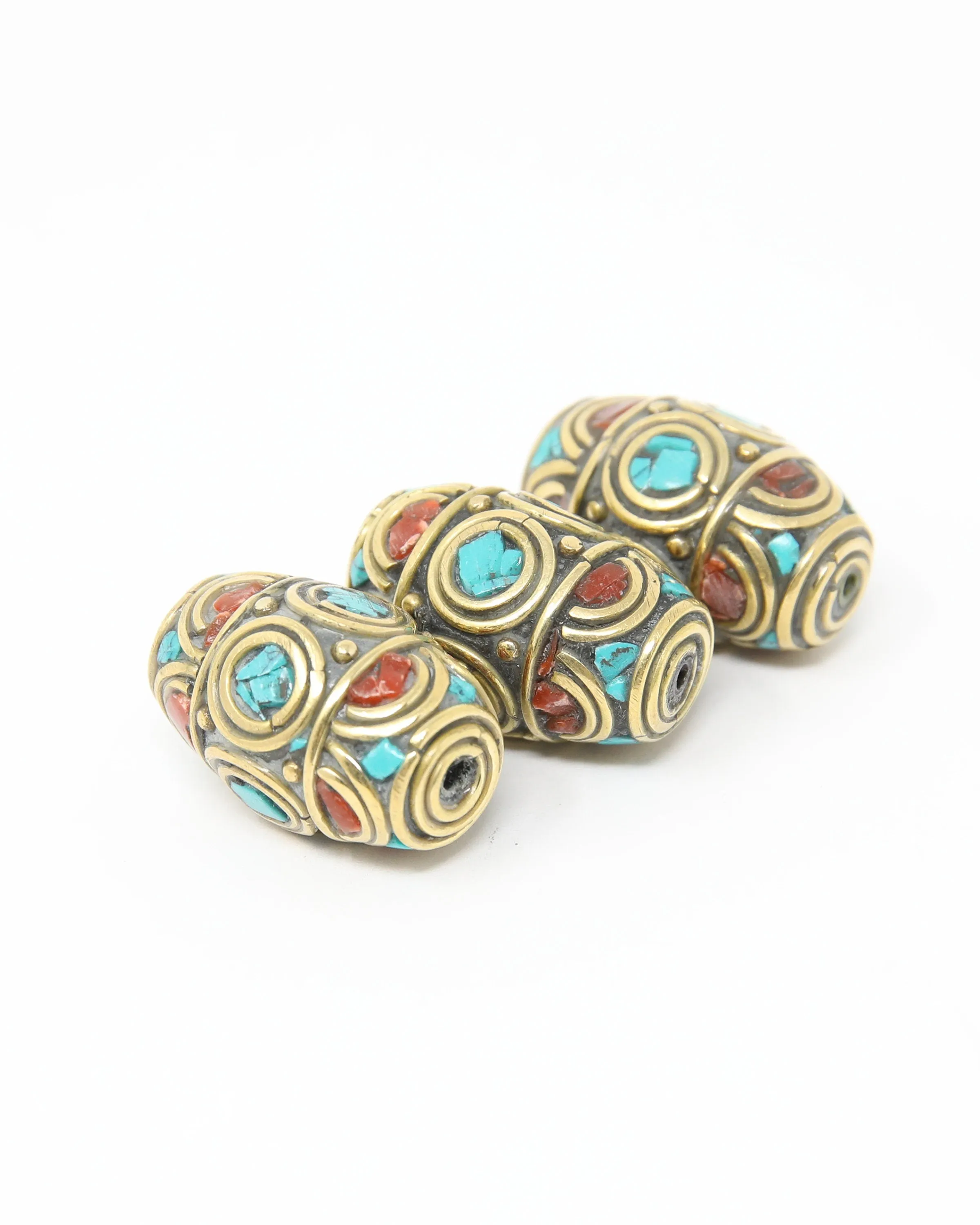 Tribal Bicone Turquoise Coral Beads for Jewellery Making - N103