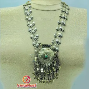 Tribal Boho Vintage Silver Kuchi Massive Necklace