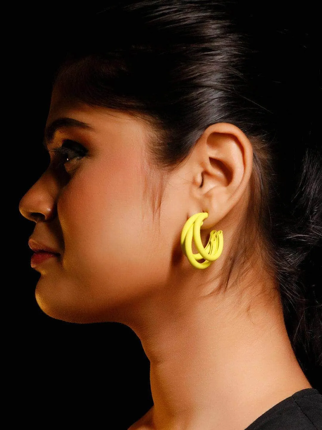 Triple Hoop Earrings Yellow