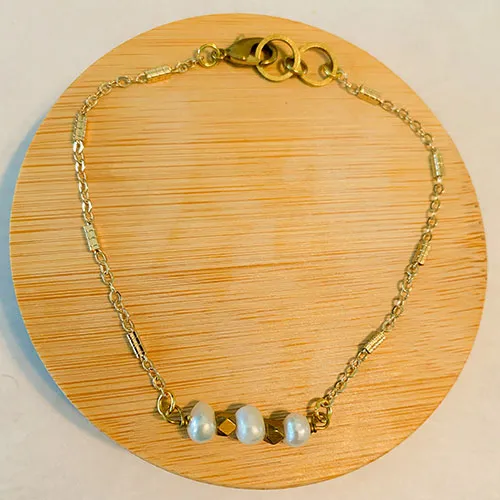 Triple Pearl Simple Necklace or Bracelet