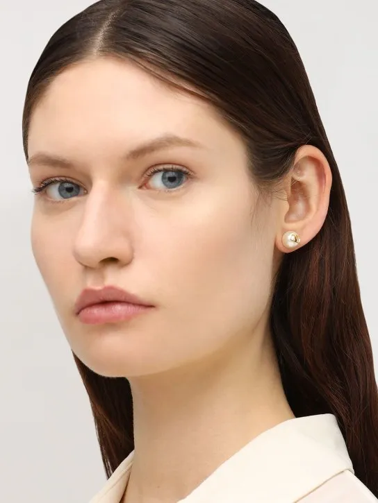 Valentino Garavani   V logo &amp; faux pearl stud earrings 