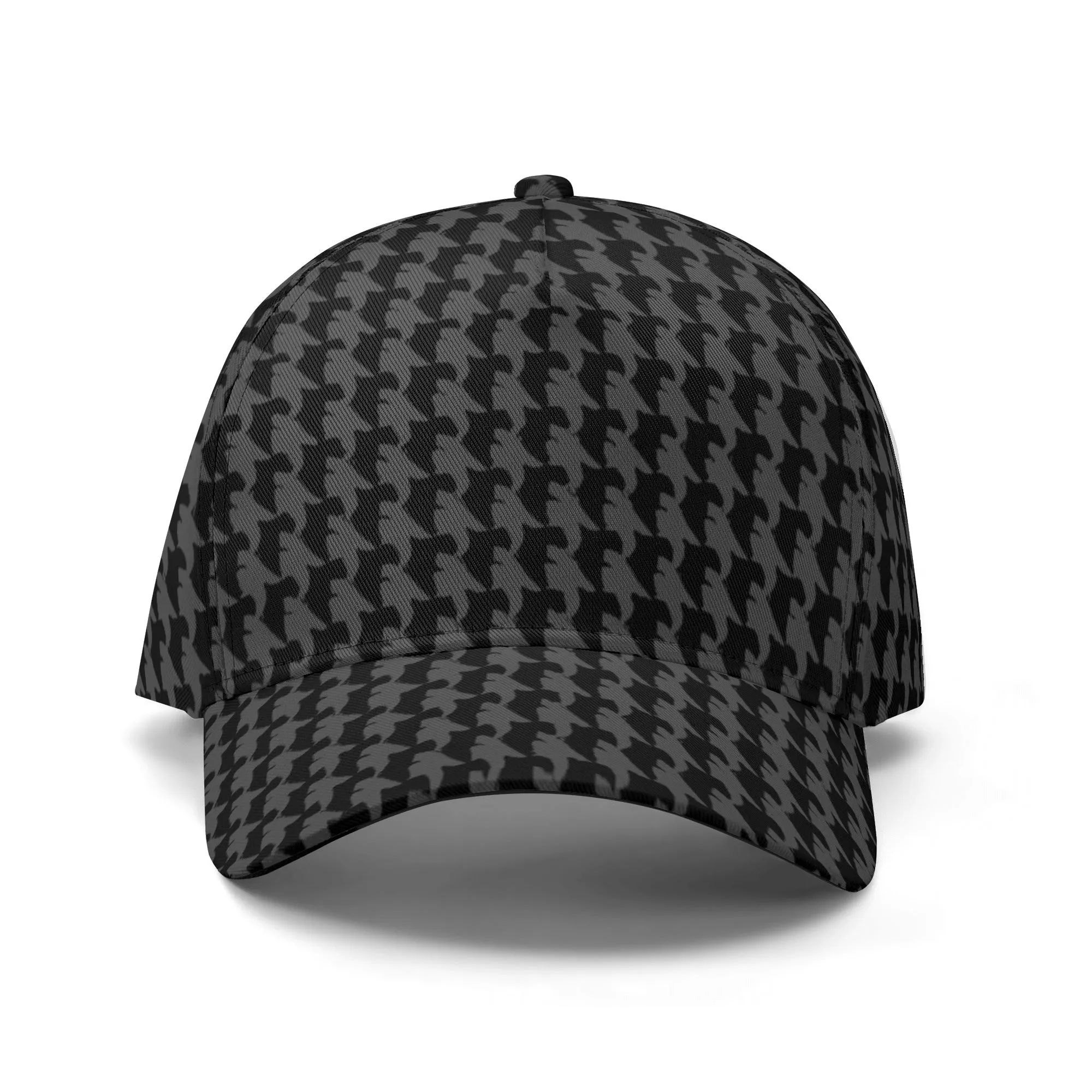 Vampire Art Dark Academia Black and Charcoal Grey Houndstooth Vintage Windowpane Baseball Cap