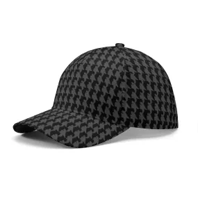 Vampire Art Dark Academia Black and Charcoal Grey Houndstooth Vintage Windowpane Baseball Cap