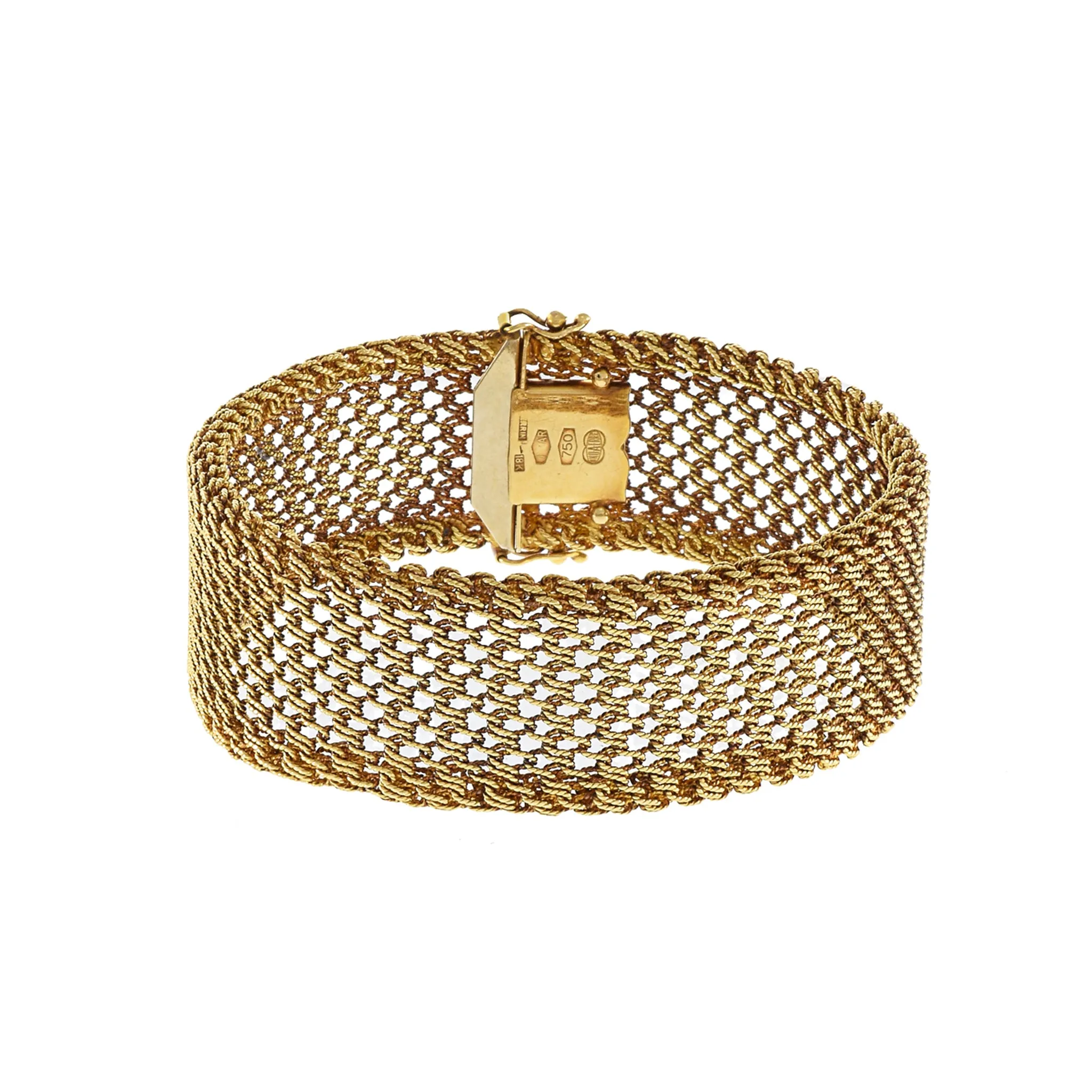 Vintage 1970's 18KT Yellow Gold Mesh Bracelet.