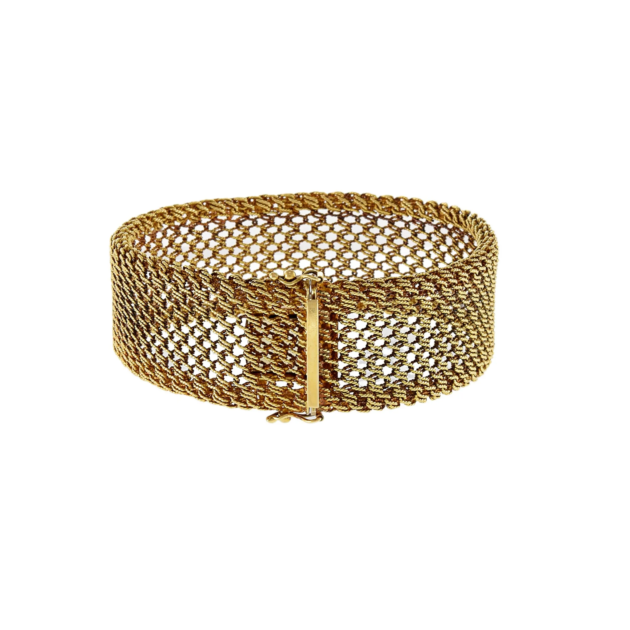 Vintage 1970's 18KT Yellow Gold Mesh Bracelet.