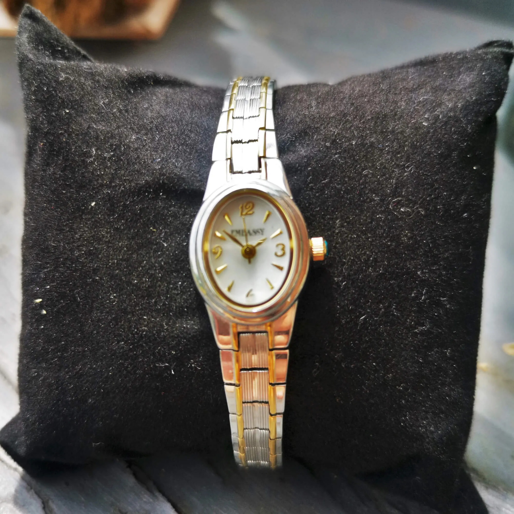 Vintage Women's Embassy Watch With A Gem Stone In Crown And Watch Extender