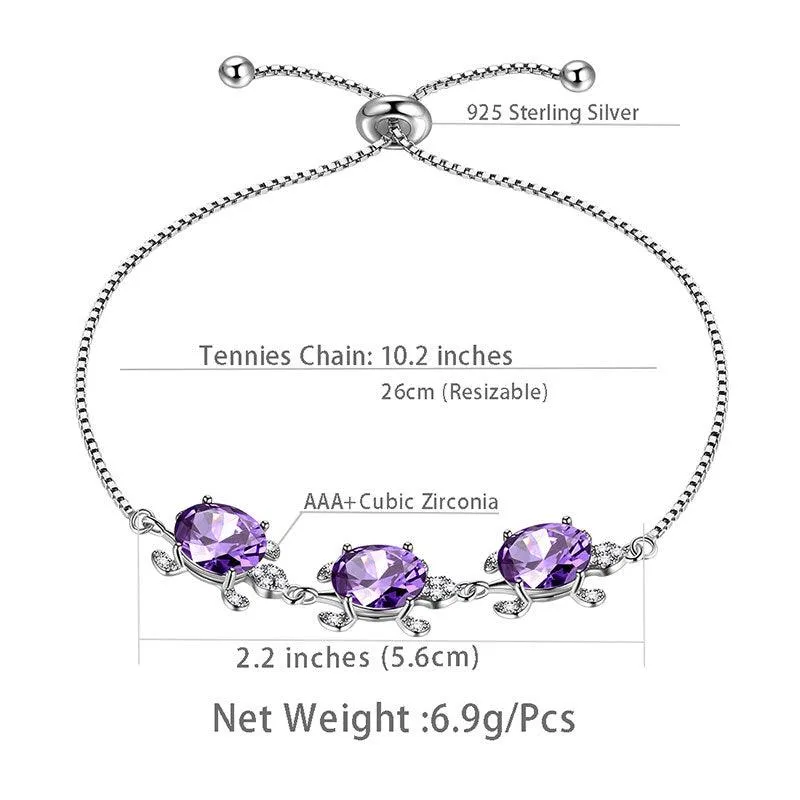 Women Turtle Bracelets Birthstone Girls Jewelry Birthday Gift Sterling Silver