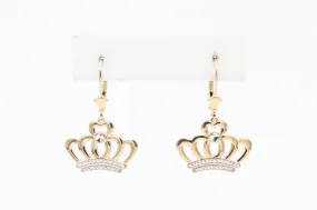 Yellow Gold Crown Earrings