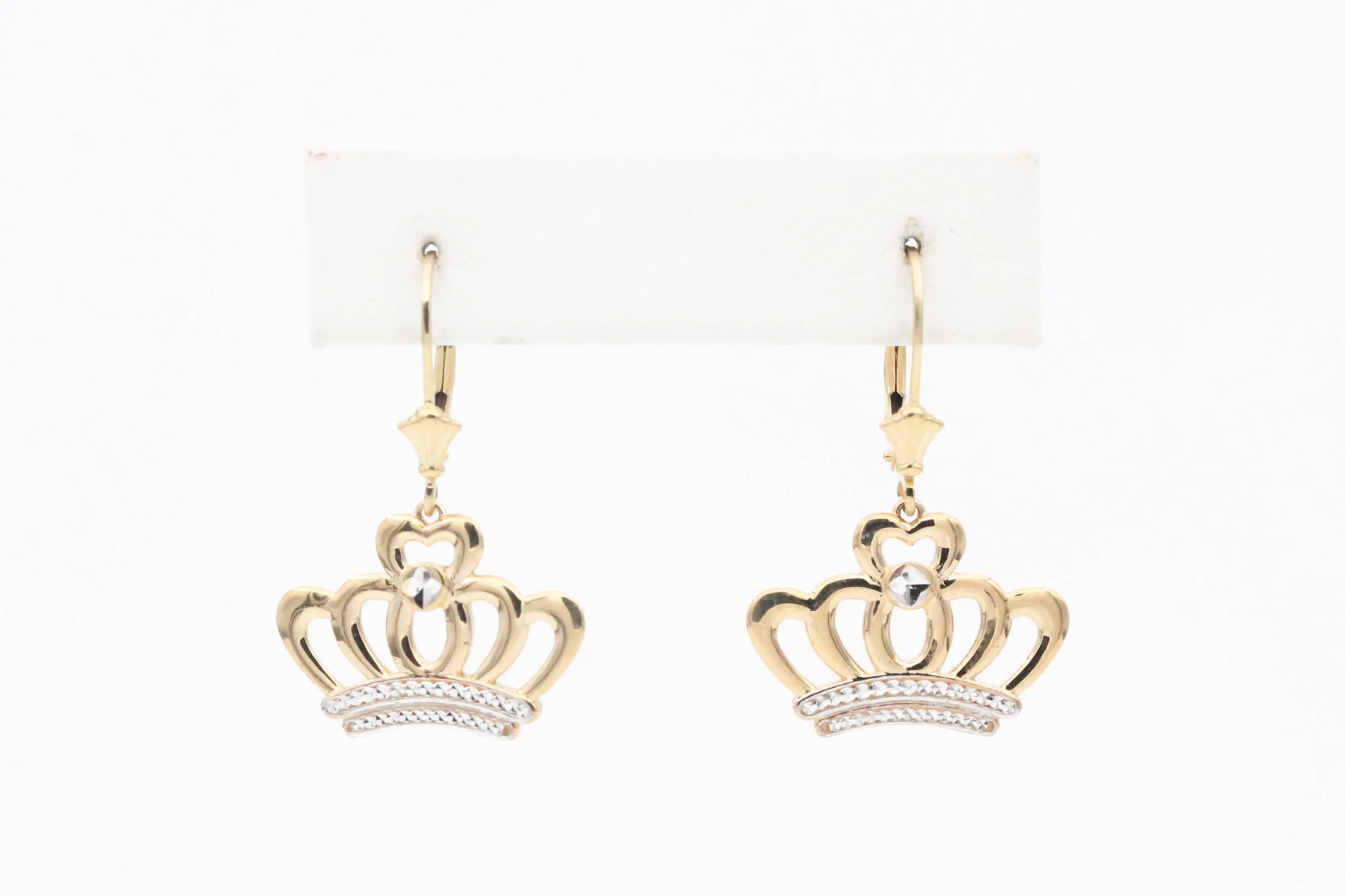 Yellow Gold Crown Earrings