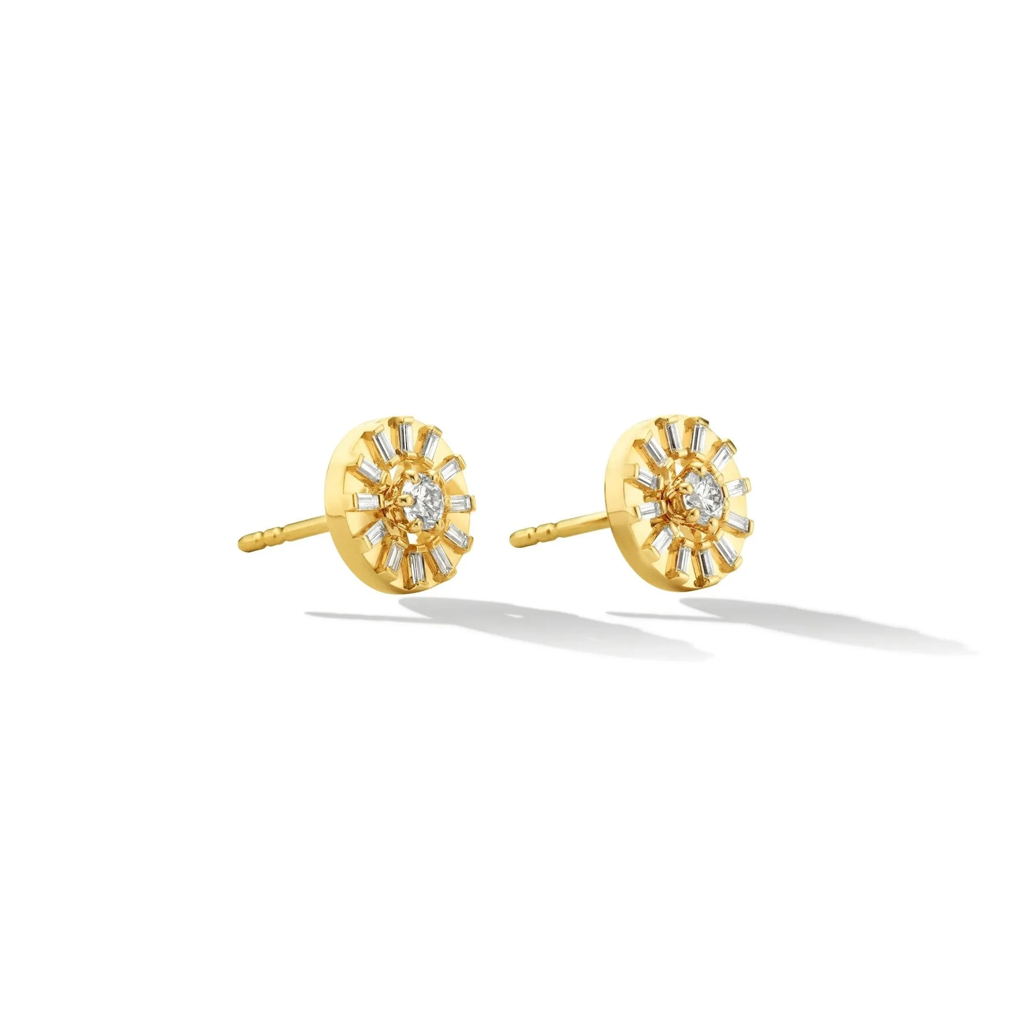 Yellow Gold Sole Stud Earrings with White Diamonds