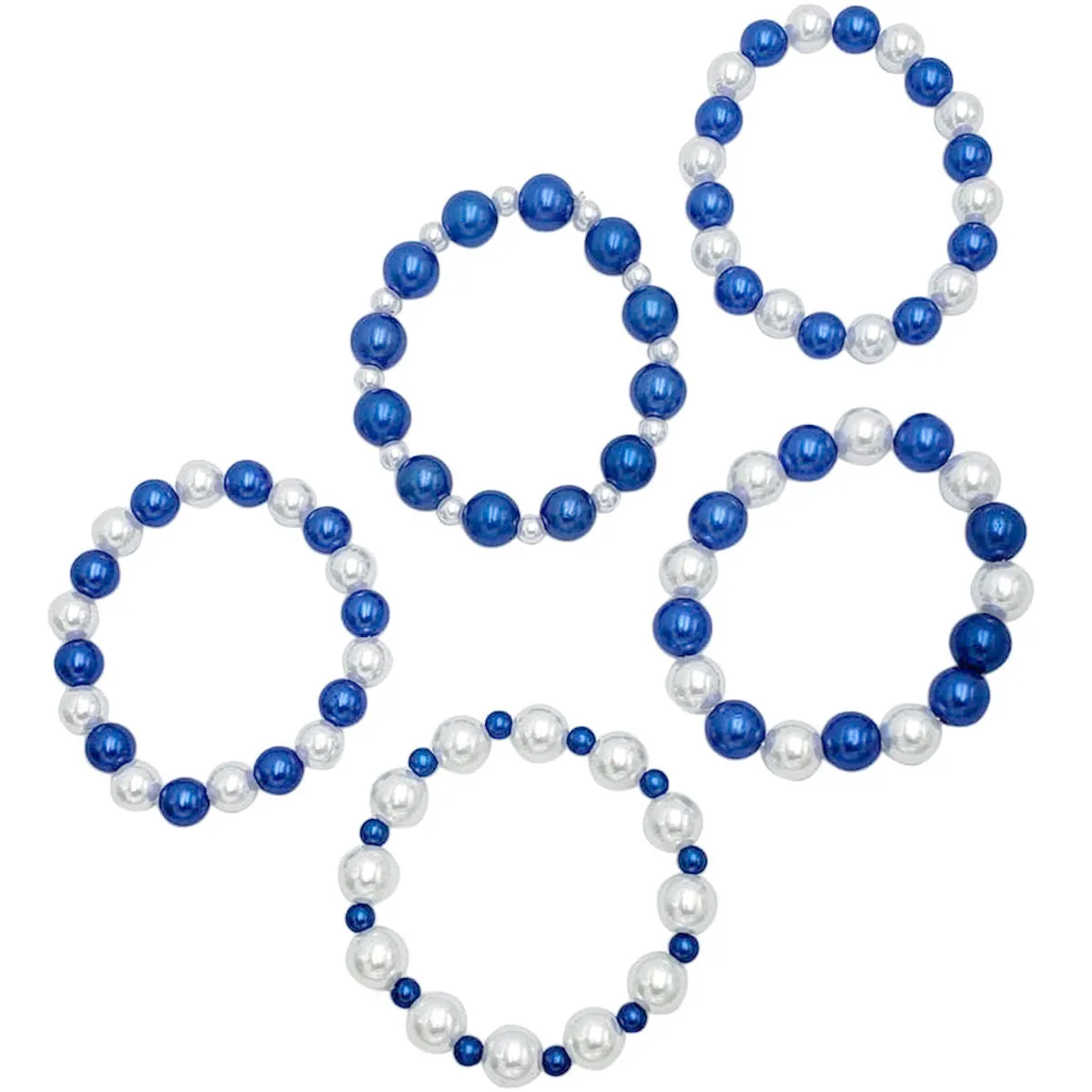 Zeta Phi Beta - Azure Elegance: Blue and White Pearl Bracelet Set